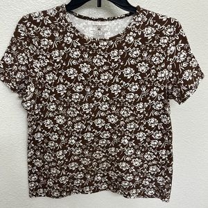 Brown floral tee